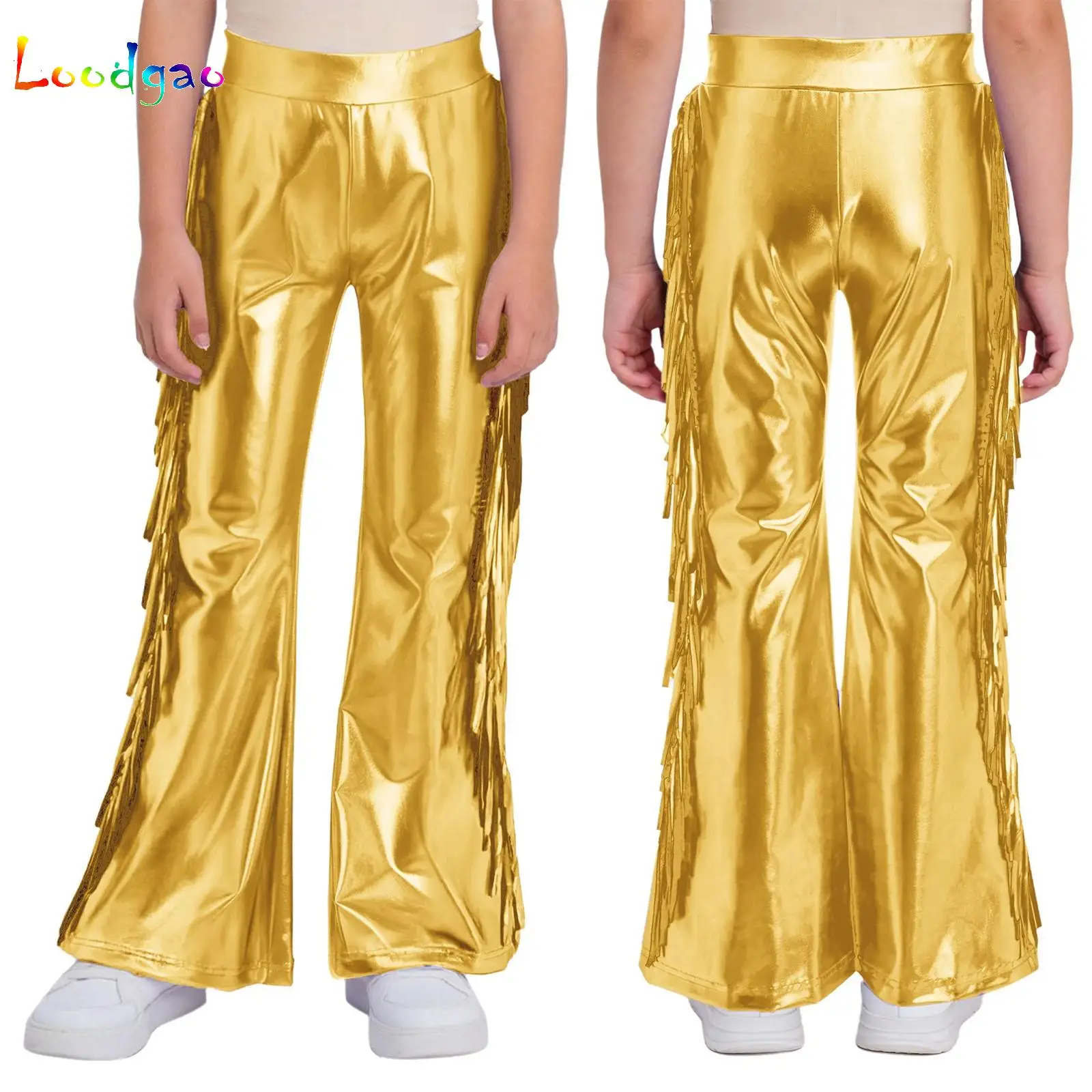 

New Sequin Tassels Jazz Dance Pants High Waist Loose Trousers Dance Party School Show Performance Holiday Costume for Kids Girls