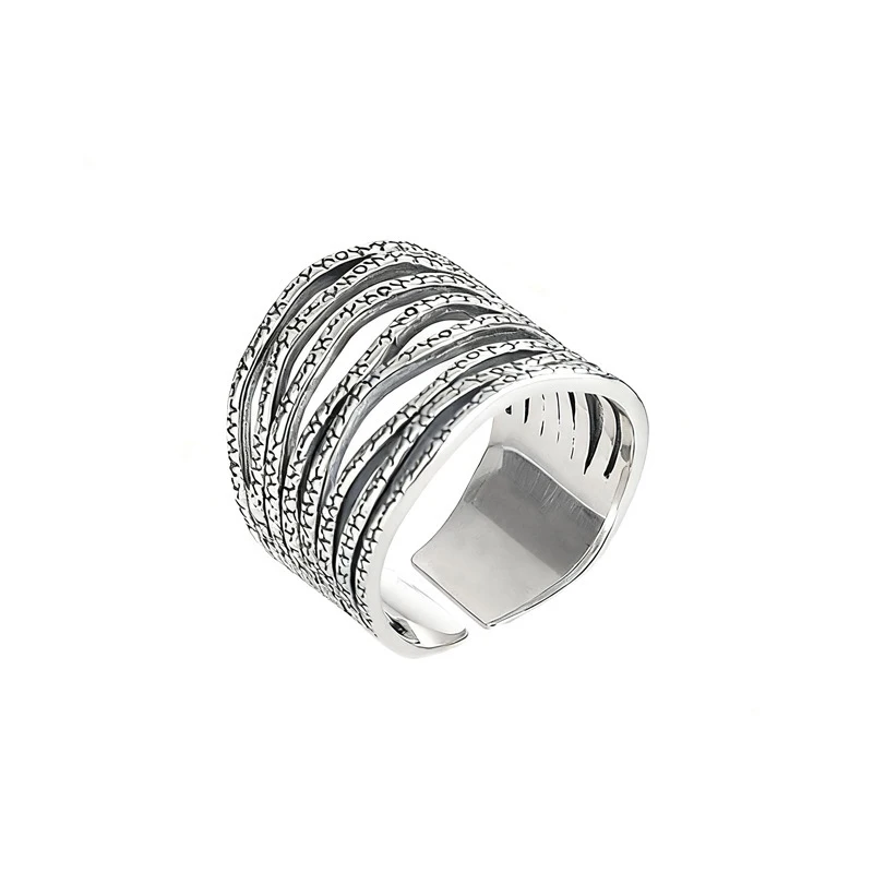 Mewanry Wide Multilayer Lines Finger Ring For Women Men Fashion Heavy Industry Vintage Graffiti Jewelry Gift Party Rock anillos