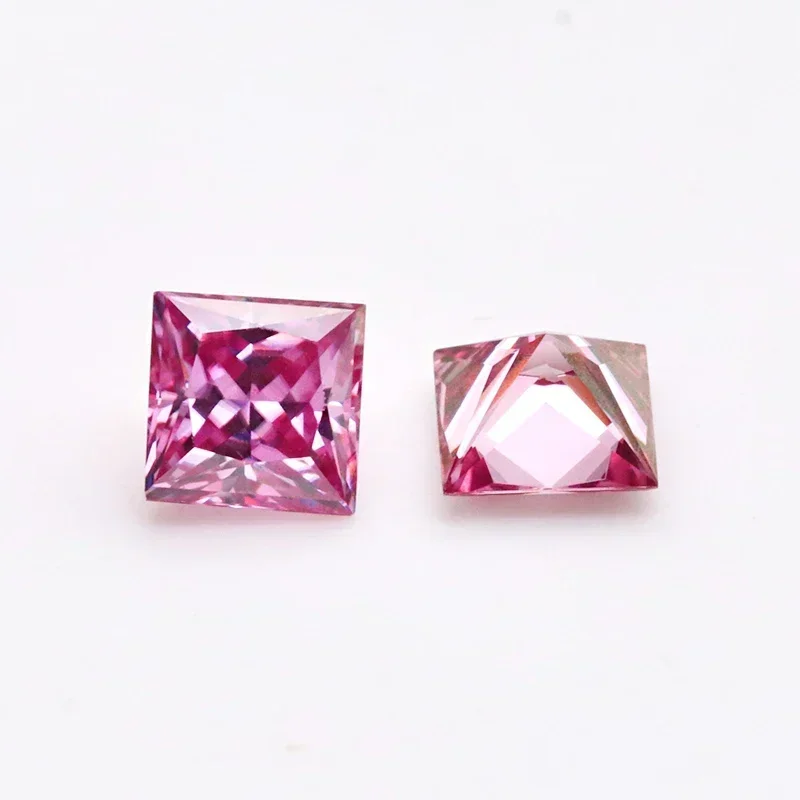amoissanite-stone-princess-cut-pink-color-vvs1-gemstone-charms-beads-for-jewelry-making-pendant-materials-with-gra-certificate