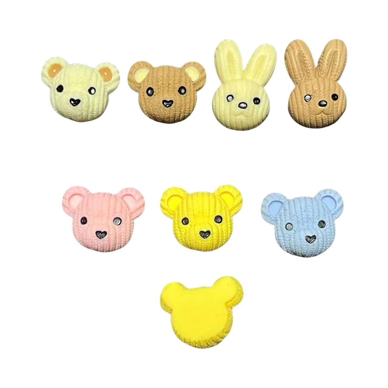 

10Pcs Summer Kawaii Colorful Knitting Bear Head Resin Flatback Charms Diy Hair Accessories Junk Phone Case Decorations Wholesale
