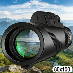 80X100 HD Astronomic Pofessional Monocular Telescope Long Range Zoom With Tripod Phone Clip For Outdoor Hunting Camping Tourism