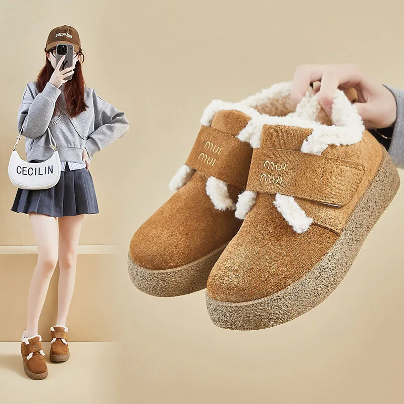 

Winter 2025 Women's High-Top Plush Snow Boots, Fashion Korean Style Thermal Ankle Booties with Chunky Platform