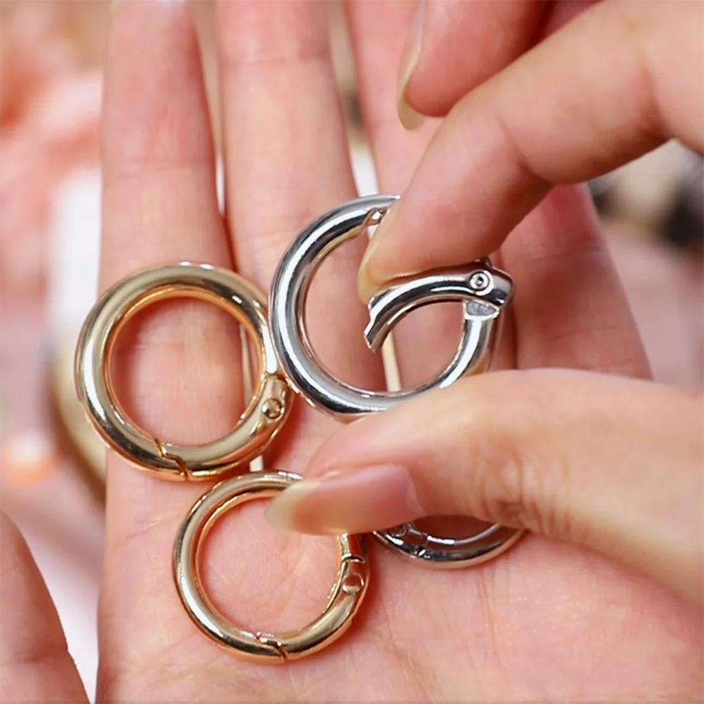 10pcs 5pcs Spring Clasp Keychain Rings KC Gold Color Openable Round Carabiner Hook Buckle Bag Chain for DIY Key Jewelry Making