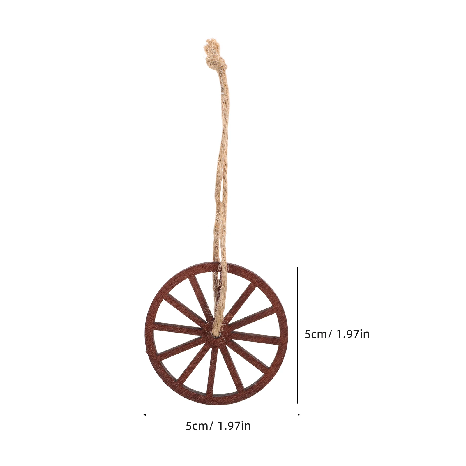 

12pcs Wooden Chips Cartwheel Pendants Rustic Wooden Wagon Wheels Hanging Decoration Retro Wheel Pendants Hanging Ornament
