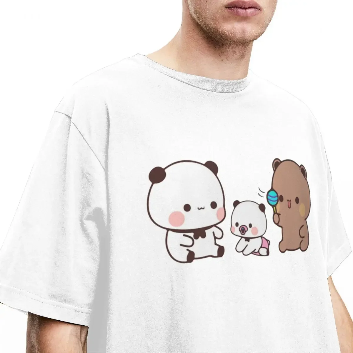 T-Shirt à Manches Courtes et Col Rond pour Homme Vêtement Amusant en Coton Pur, Bubu et Dudu, Ours et Krasnoise, Grande Taille