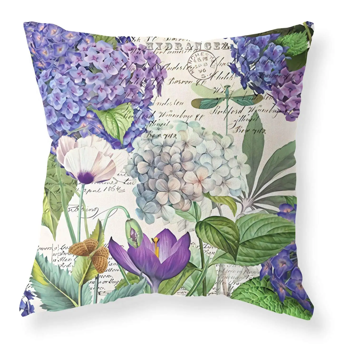 Lavender Lotus Butterfly Pattern Pillowcase Living Room Sofa Cushion Cover Home Decor Plant