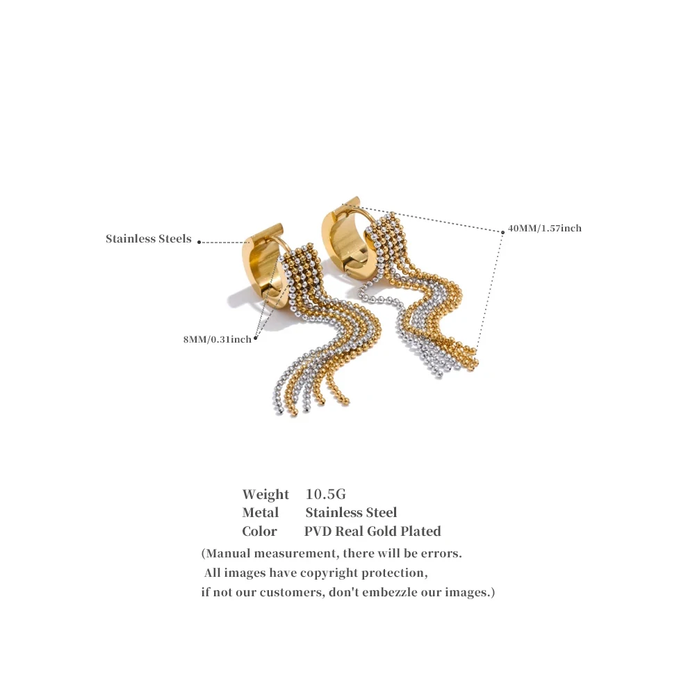 Yhpup Heißer Stil Edelstahl Quaste Lange Kette Tropfen Baumeln Ohrringe Mode Trendy Wasserdicht Täglichen Schmuck Geschenk – Detail 8