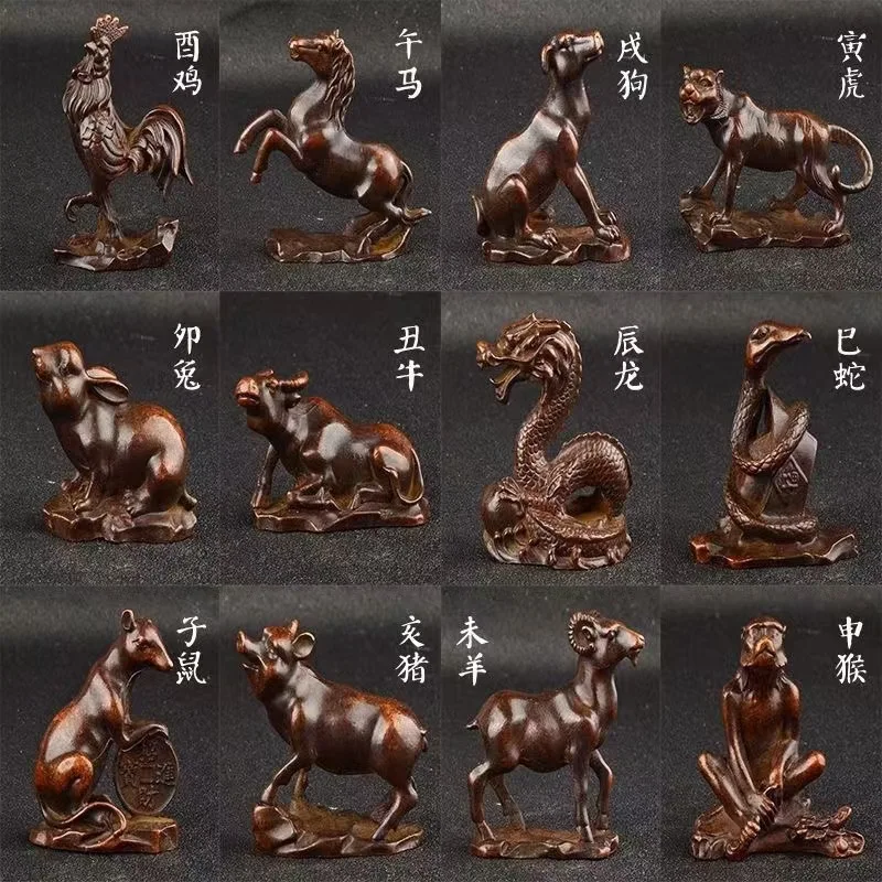 

Wholesale Antique Copper Zodiac Figurines Rat Ox Tiger Rabbit Dragon Snake Horse Sheep Monkey Rooster Dog Pig Tea Table Tea Pet