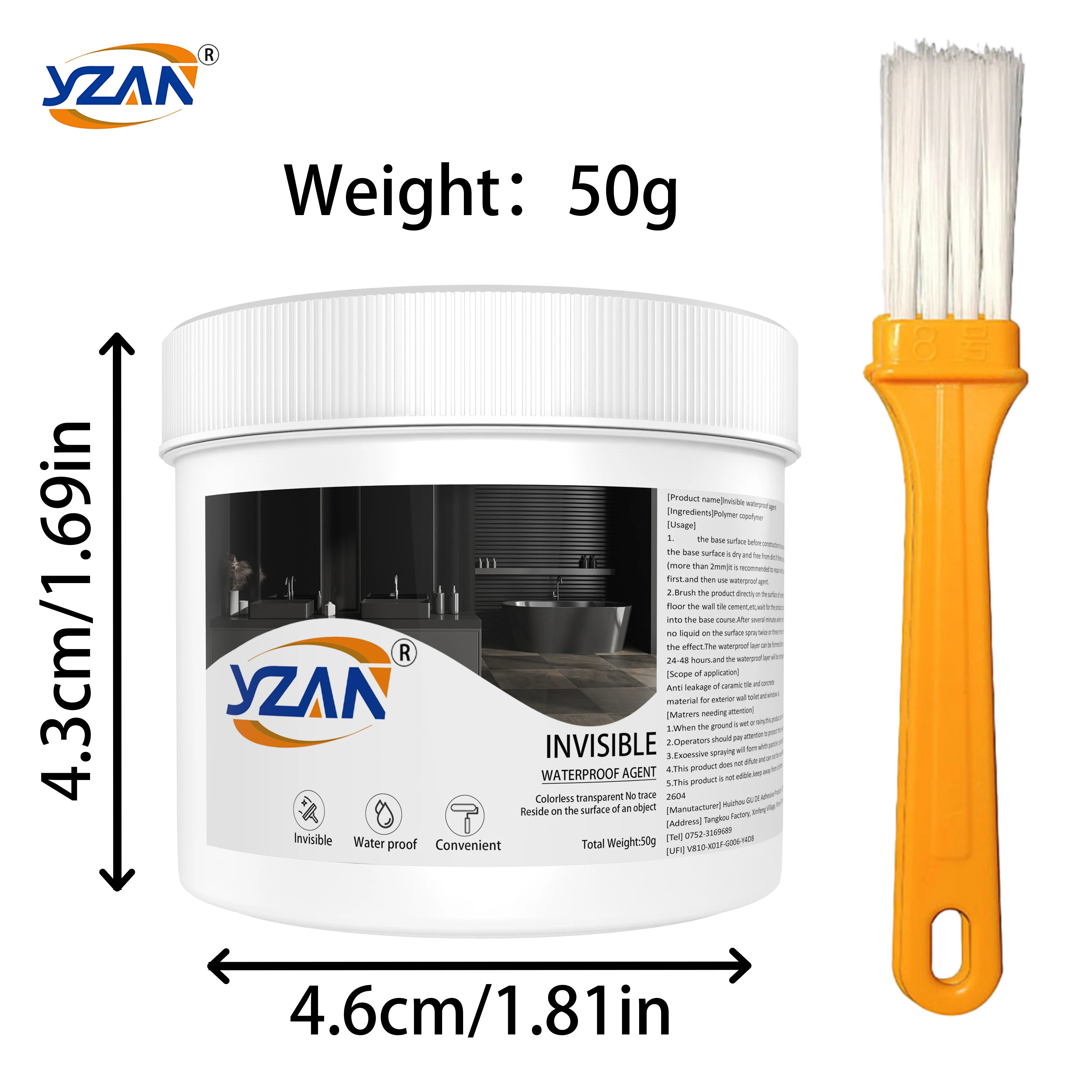 450g polyurethaan waterdichte coating Onzichtbare pasta Afdichtmiddellijm met borstel Lijmreparatie Nano-lijm voor thuis Dak Badkamer Vorstbestendige muurscheurreparatielijm Gemakkelijk op te
