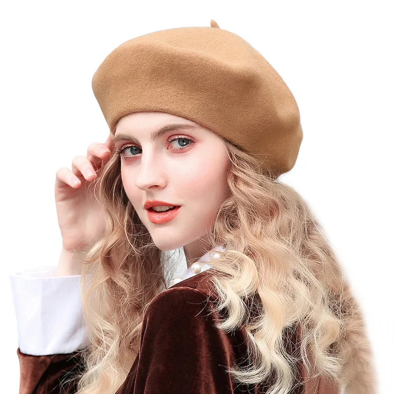 New Autumn/Winter Wool Beret Women's Vintage Pumpkin Hat Fashion and Casual Painter Hat Wool Bud Hat