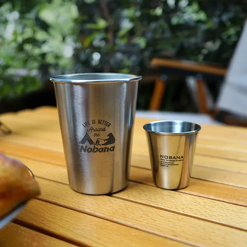 Outdoor 304 Stainless Steel Cup Set Camping Cup 4/6/8PCS Camping Portable Water Cup Travel Coffee Cup Picnic Barbecue Beer Cup gallery 2
