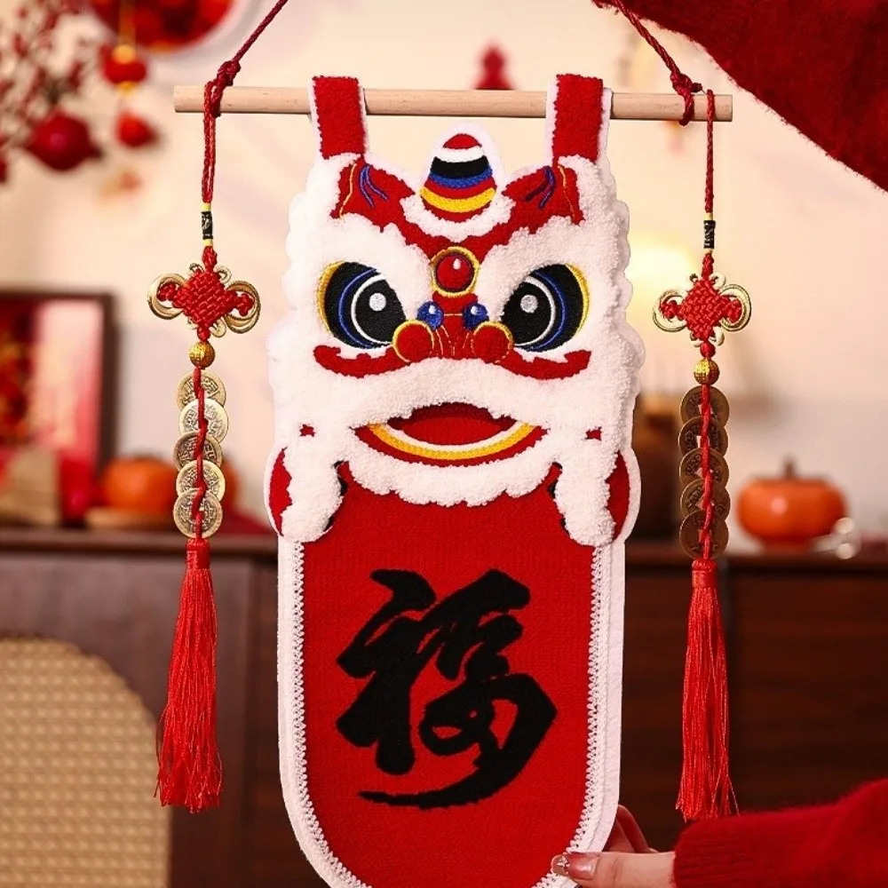 

Lion Dance New Year Decorations Exquisite Traditional Year Horse Pendants with Tassel Handmade Door Decoration