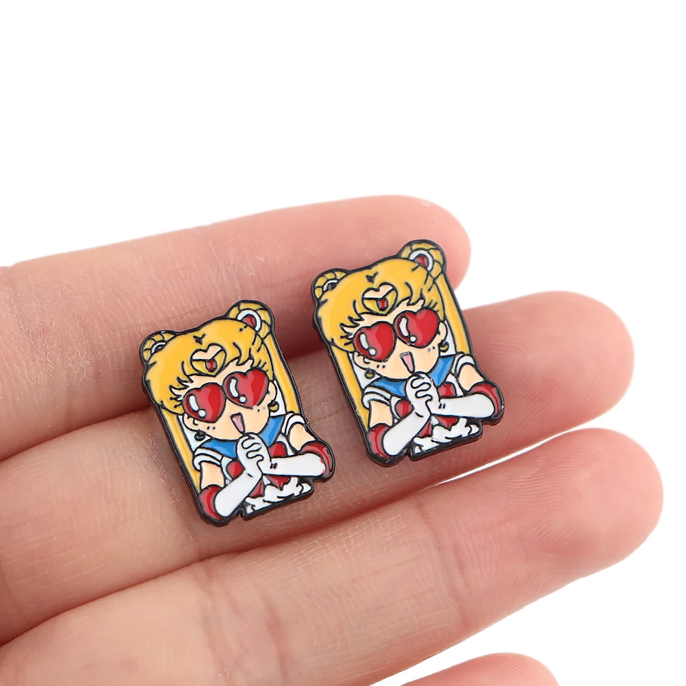 K4015 Cat Anime Kawaii Girl Studs Earrings For Womens Stainless Steel Pierce Korea Earrings Cool Enamel Jewelry Girls for Gifts