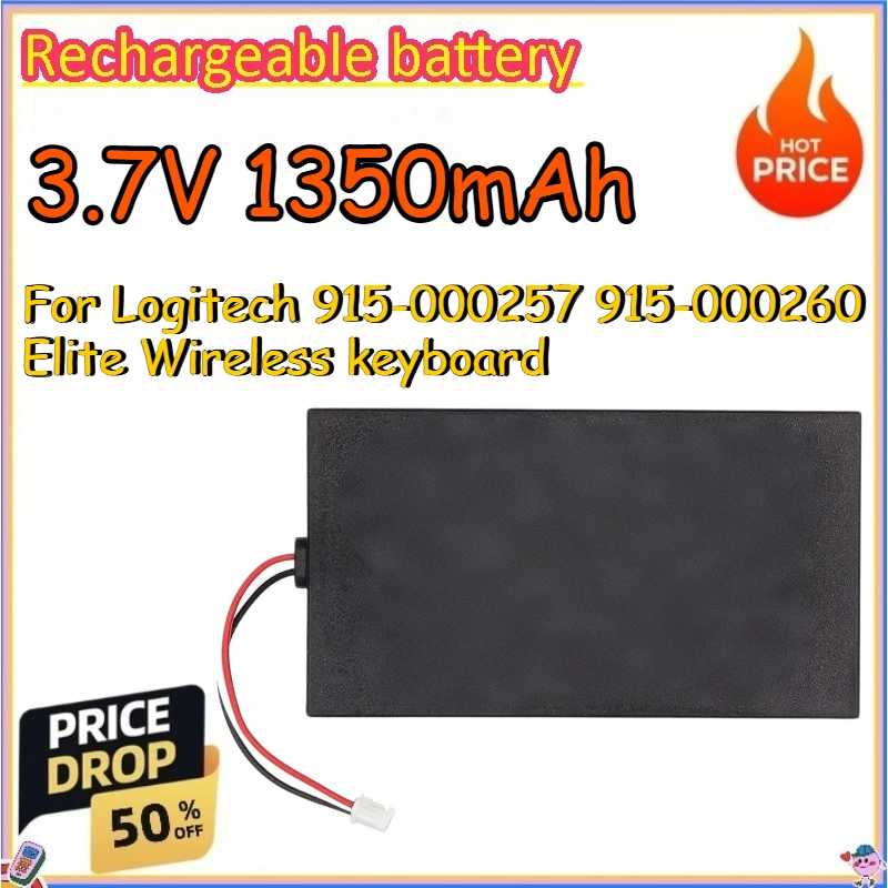 

3.7V 1350mAh Rechargeable Battery for Logitech 915-000257 915-000260 Elite Wireless keyboard Replace lithium-ion batteries