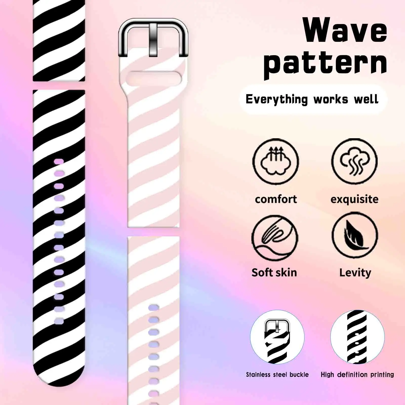 20 مللي متر موجة حزام مطبوع لساعة سامسونج جالاكسي 7/6/5/4 40 مللي متر 44 مللي متر الفرقة استبدال سوار 22 مللي متر لشاومي Amazfit حزام الساعات