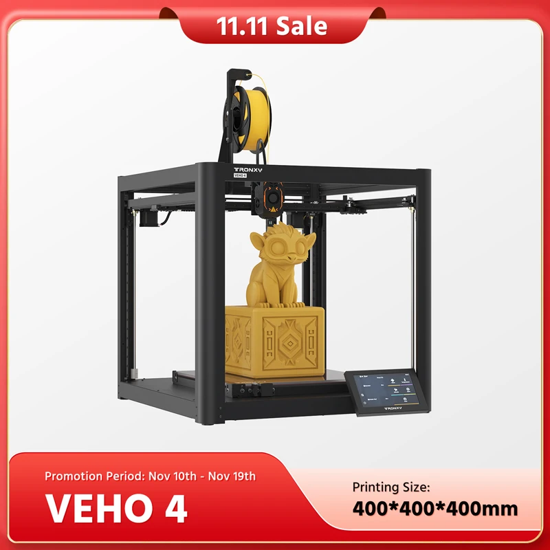 

Tronxy VEHO 4 High Speed 3D Printer 300mm/s Large Print Size 400*400*400mm With Klipper Firmware 3D Printer