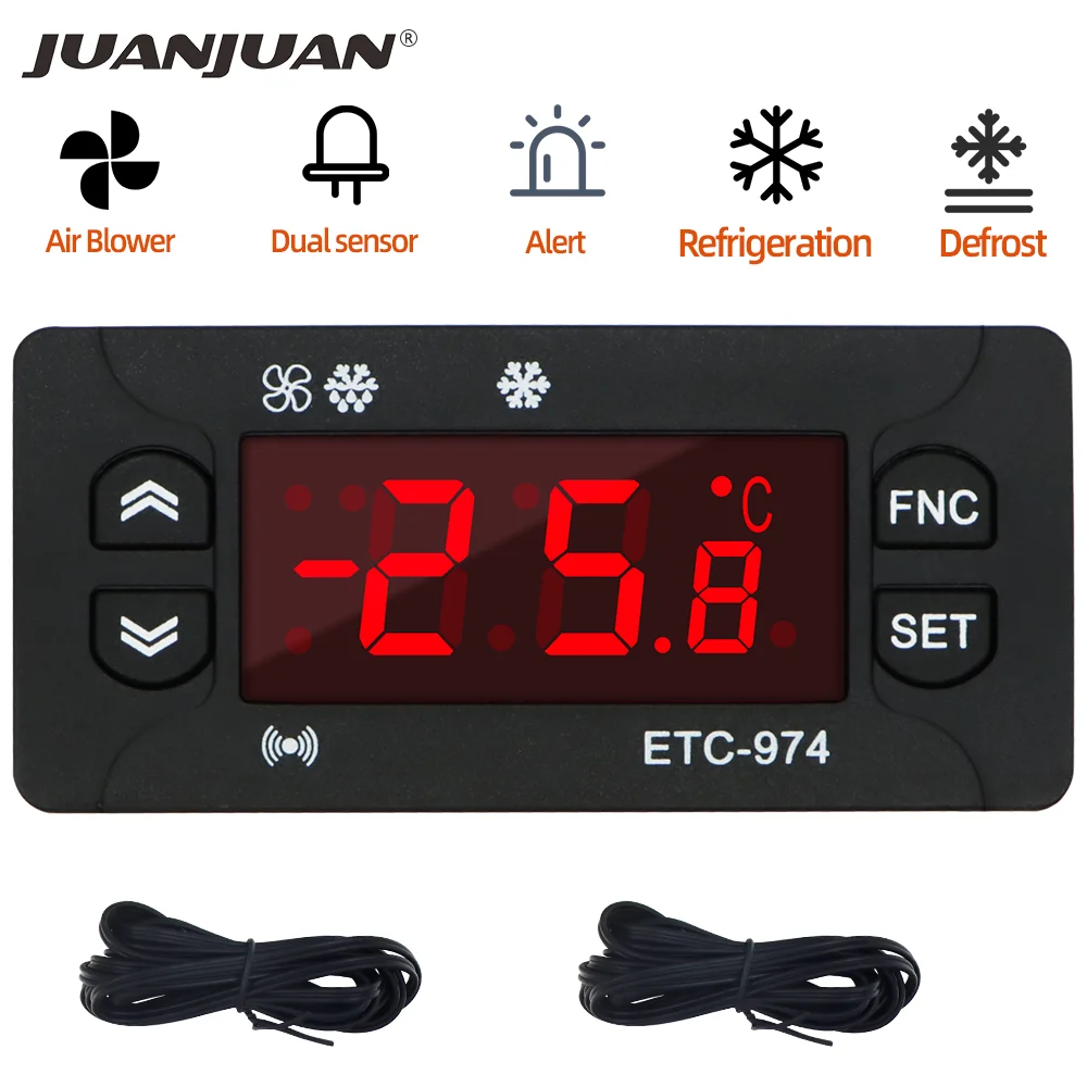 ETC-974 Microcomputer Temperature Controller 220V Digital Mini Thermostat Regulator Thermoregulator Thermocouple NTC Dual Sensor