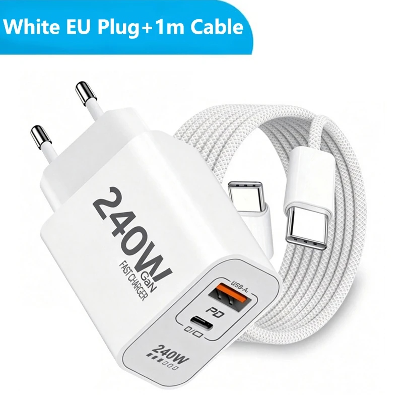 Xiaomi Original 240W Gan Schnellladegerät USB PD 2-in-1 Superschnelles Laden EU/US-Stecker für iPhone15-17 Samsung Huawei Xiaomi