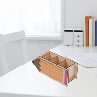 Wooden Pencil Shaped Pen Holder Desk Organizer Cute Pencil Box for Office School Storage Container Marker Holder