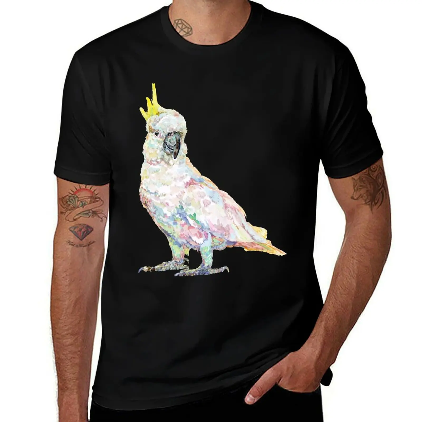 

White Cockatoo T-Shirt sweat Blouse anime plain black t shirts men
