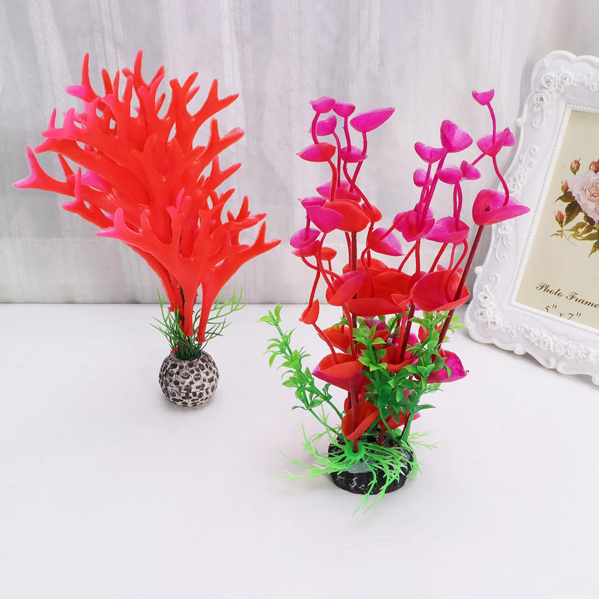 

2pcs Artificial Aquarium Plants Realistic Decoration for Fish Tank PlasticWater Grass Long Lasting Pet Supplies