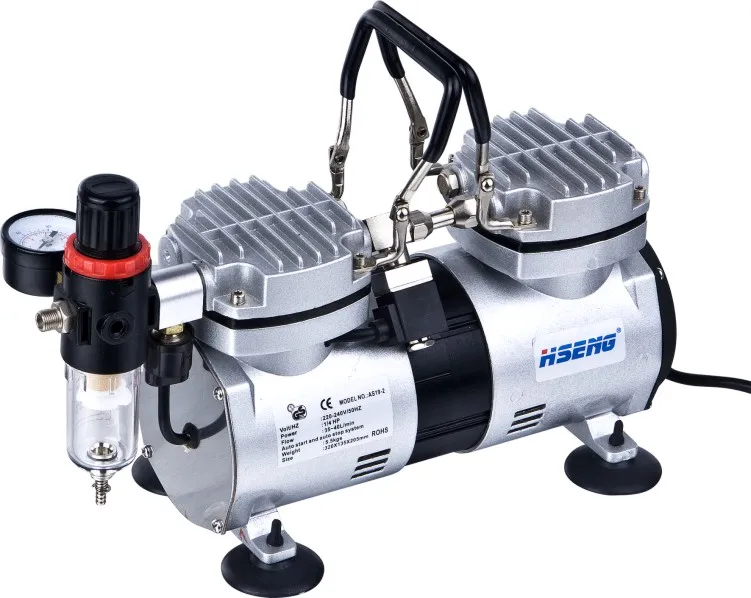 AS19 Air Compressor 2 Head TWO cylinder Airbrush Pump Airbrush Machine