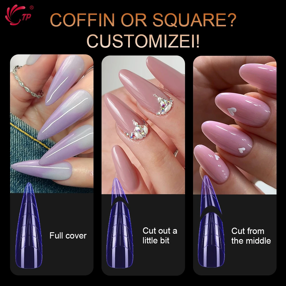 TP Colorful Dual Nail Form 292pcs Full Cover Poly Nail Gel Quick Building Mold Set Acrylic Nail Tips Top Extension Manicure Tool