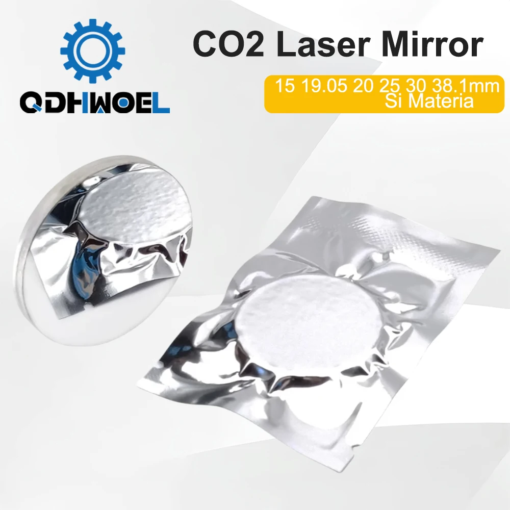 QDHWOEL 1/3Pcs CO2 Laser Si Mirror  Dia.15 19.05 20 25 30 38.1mm Thickness 3mm for CO2 Laser Engraving Cutting Machine