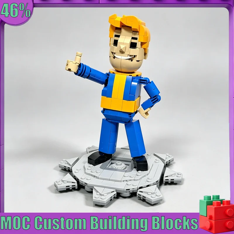 NEW 621Pcs Blue Yellow Character Figure Model Custom Building Blocks DIY Assembly Educational Toy Home Collection Birthday Gift