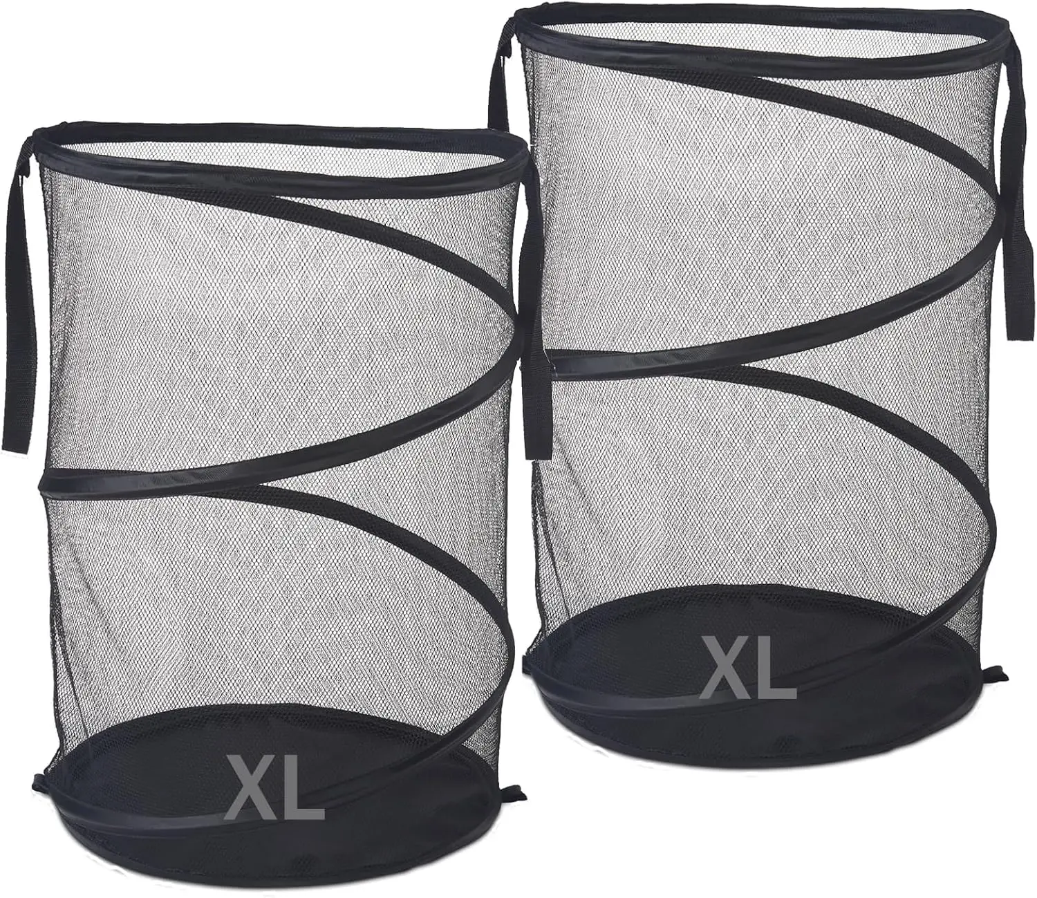 

2-Pack Extra Large Collapsible Mesh Laundry Basket, 115L Foldable Storage with Handles, Black