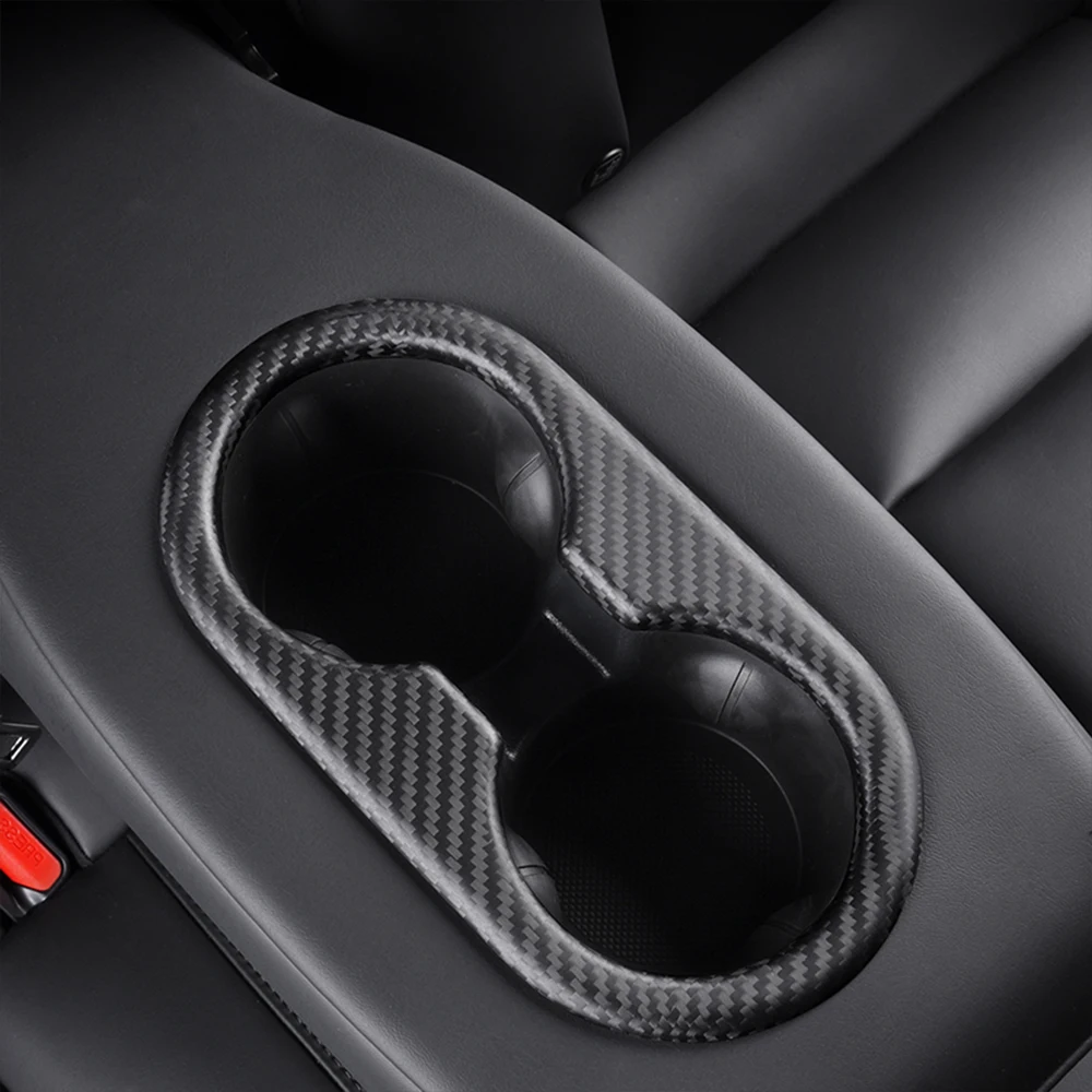 Carbon Fiber Rear Chair Water Cup Slot Decorative Cover Back Seat Cup Cover for Tesla Model 3 2023 2022 2021 2020 Car Accessorie