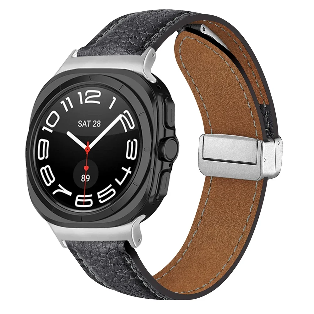 Magnetic Leather Strap For Samsung Galaxy Watch 7 Ultra 47mm Replacement Sport Bracelet for Galaxy Watch 47mm Band Accessories