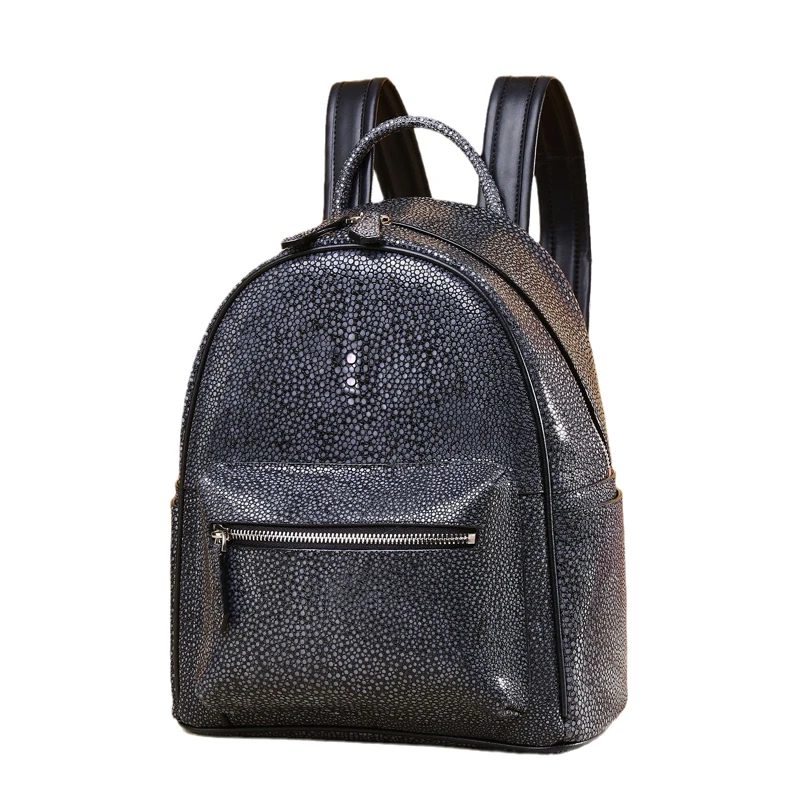 2023 Winter New Women's Backpack Casual High Capacity Backpack Pearl Fishskin Bags Genuine Leather Schoolbag Female Bag