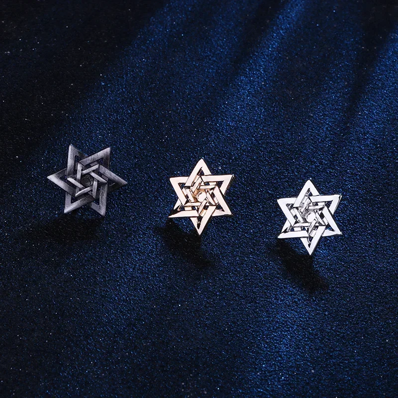 خمر نجمة داود اليهودية الإسرائيلية شارة بروش الرجال البدلة الملابس دبوس موضة الأعمال مجوهرات الحفلات عادية #2