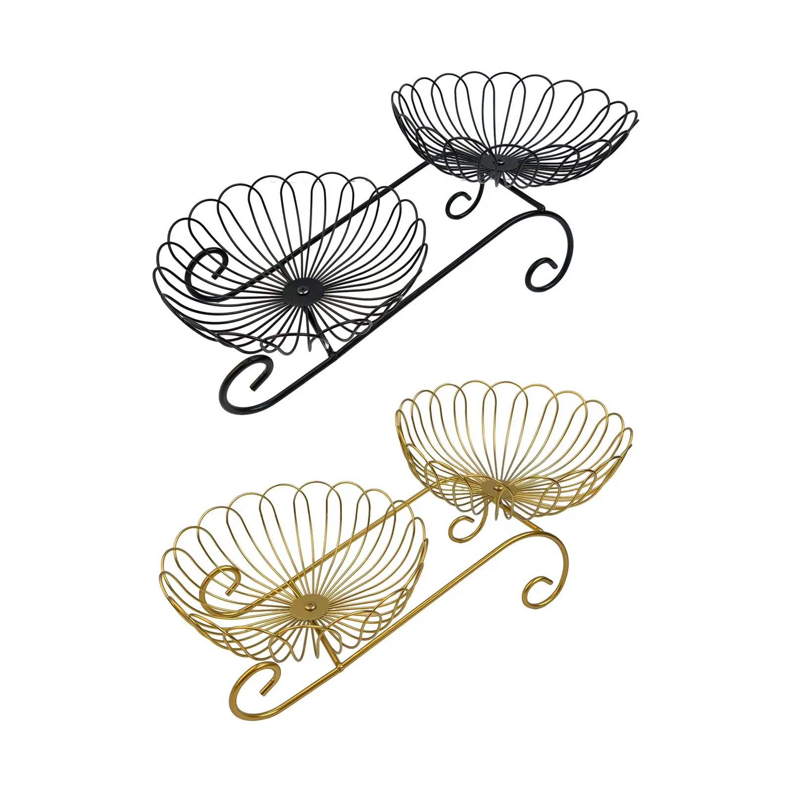 

Tiered Fruit Basket Counter Large Capacity Metal Wire Fruit Holder