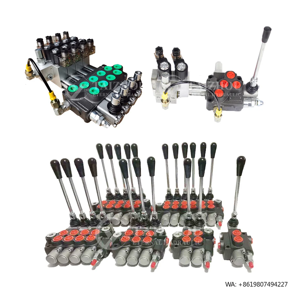 Eternal Electro Hydraulic P40 P80 2 3 4 5 Spool Joystick Monoblock Directional Control Valve Solenoid Manual Control 12V
