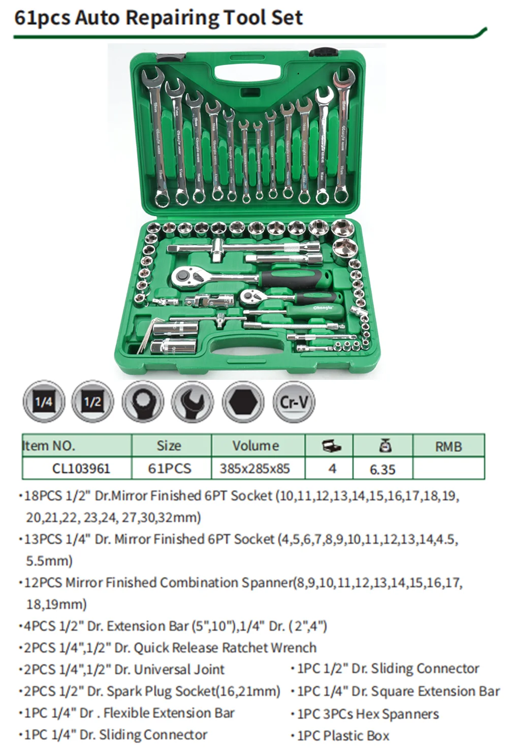 61PCS 1/4