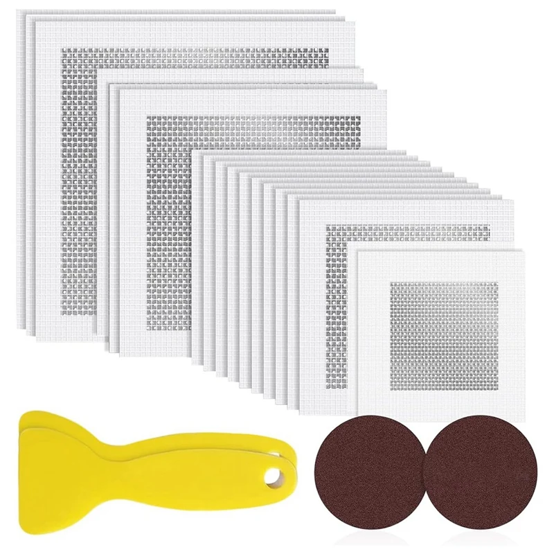 Drywall Repair Patch Kit,18 PCS 2/4/6/8 Inch Aluminum Fiber Mesh Spackle Wall Reapair Patch Kit