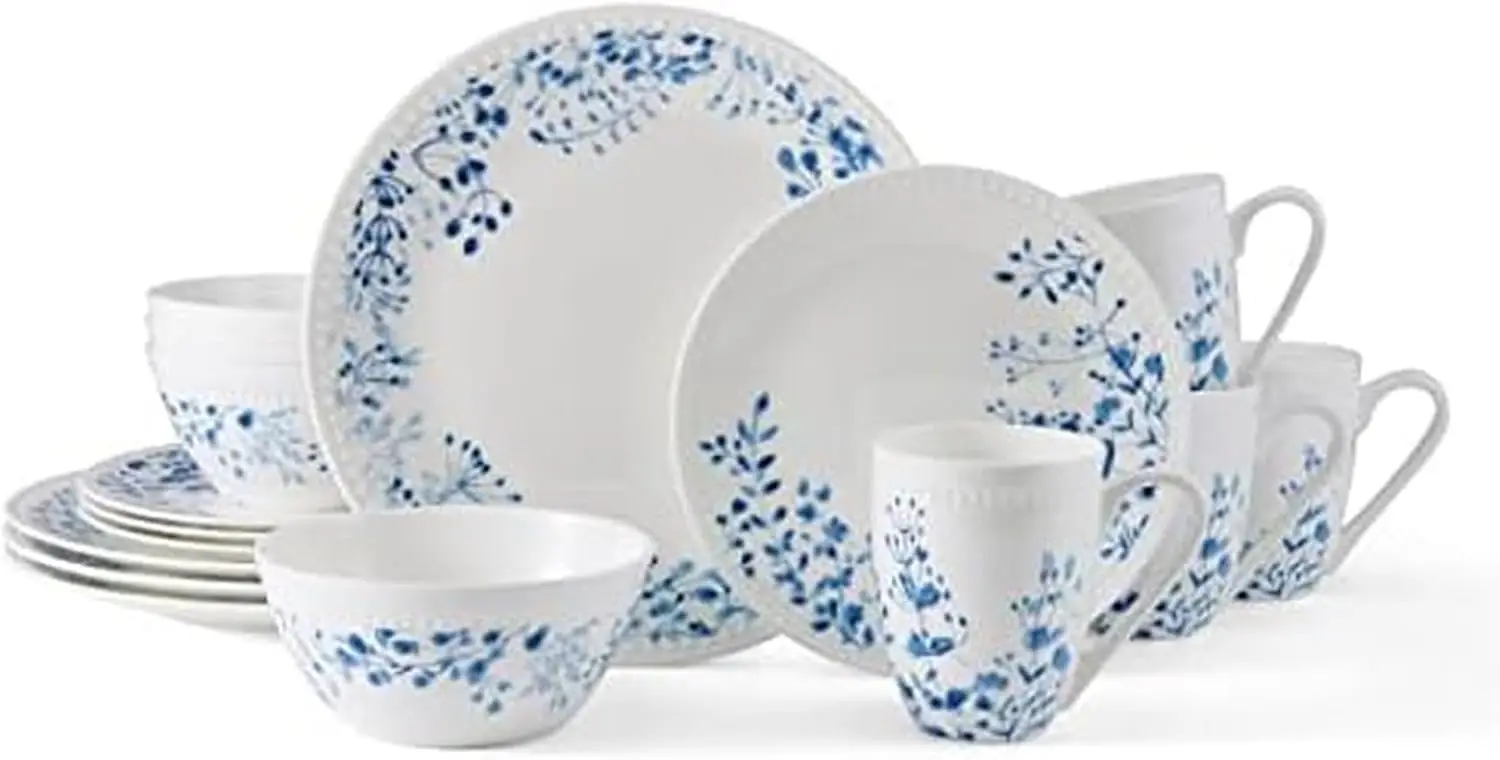16-Piece Lightweight Chip-Resistant Bone China Dinnerware Set, Service for 4