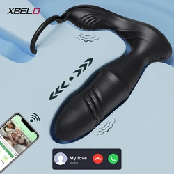 Male Thrusting Prostate Massager Bluetooth APP Vibrator for Men Gay Anal Plug Wireless Remote Butt Plug Sex Toy for Couples