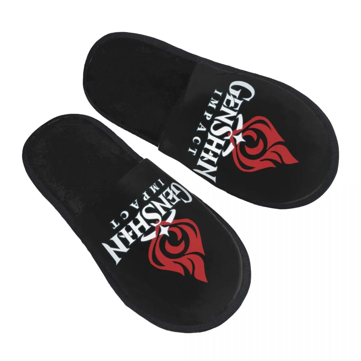 Custom Pyro Big Emblem Genshin Impact Video Game Guest Slippers for Spa Women Anime Manga House Slipper