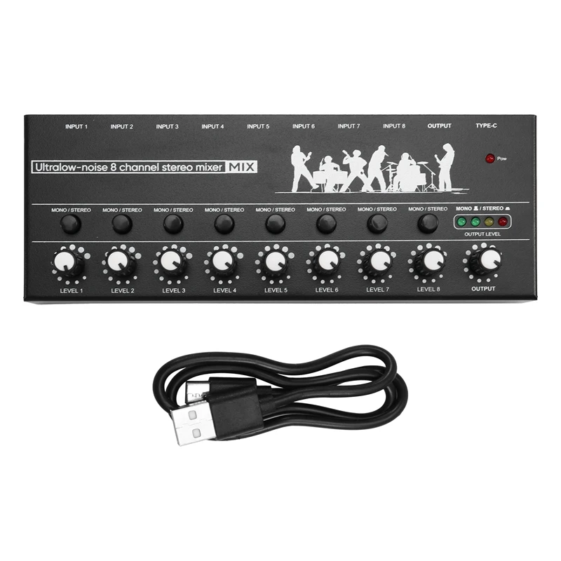 Professional 8-Channel Stereo Mixer Portable Sound Audio Mixer With Low-Noise Functionality For Recording Instruments