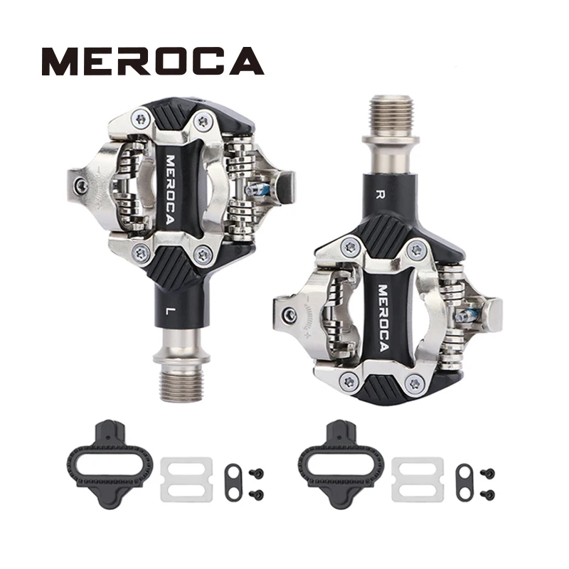 

Meroca Sealed Bearing Mtb Bike Pedals Aluminum Self-locking With Clips Doubleside Clipless Pedal Spd Ultralight Bicycle Parts