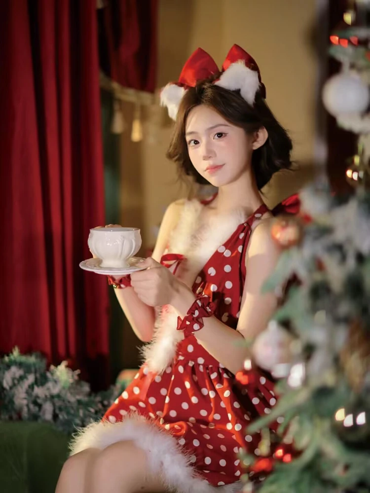 

Новинка 2026: Красный рождественский костюм для фотосессий и сценических выступлений в стиле Dream Girl, женская модная одежда