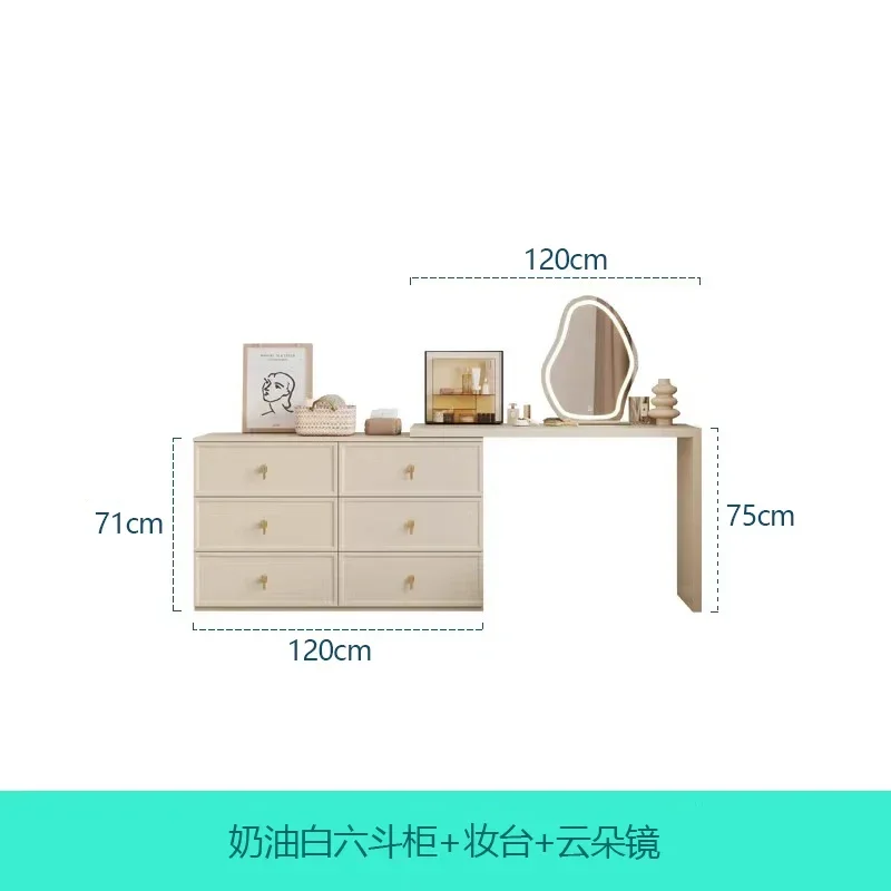 Drawers Chair Lights Vanity Storage Mirror Led Stool Cabinet Makeup Desk Girl White Luxury Coiffeuse De Chambre Furniture
