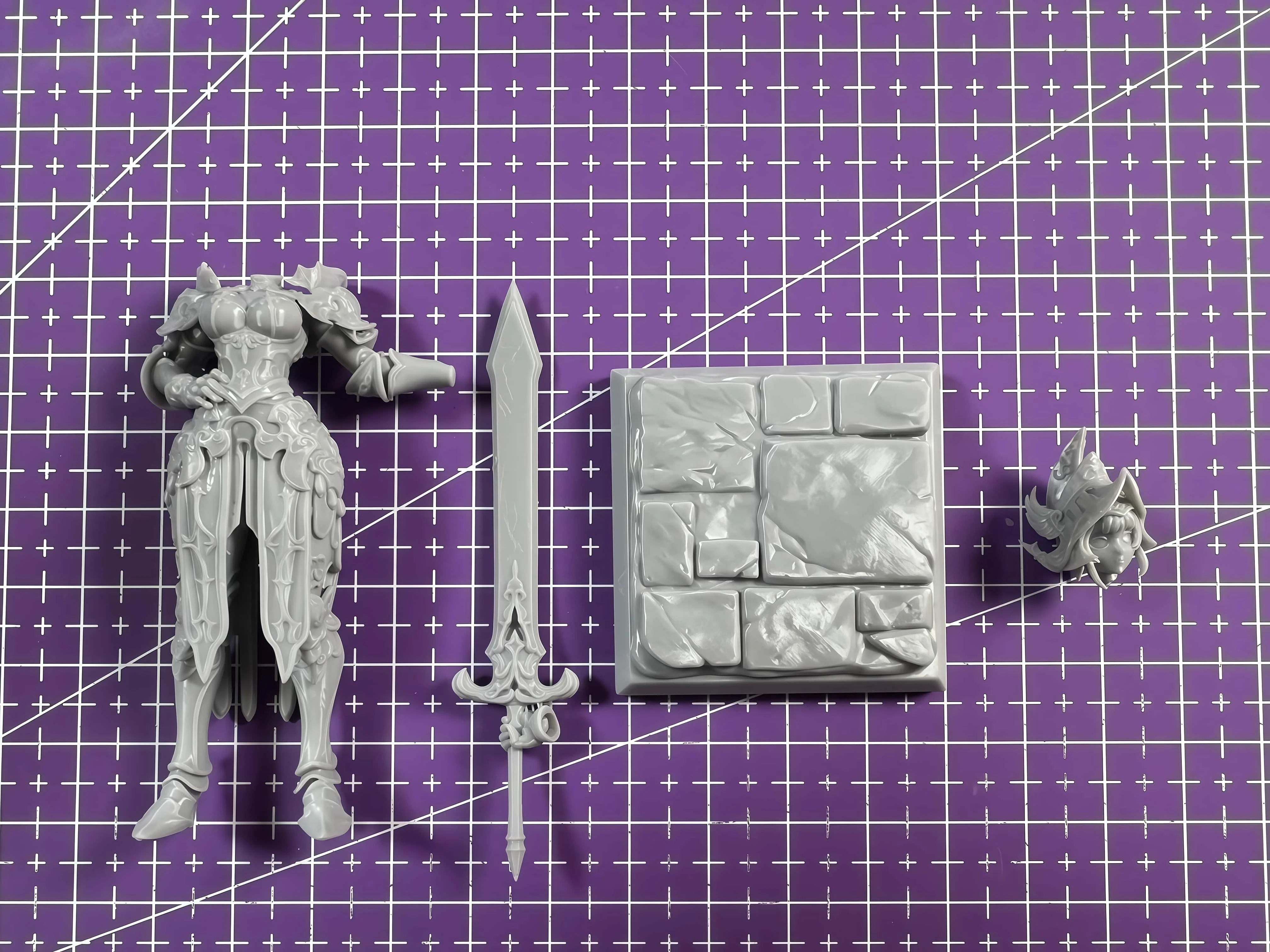 

75mm Cast Resin Model Assembly Kit, Female Knight Resin Model Toy, Unpainted
