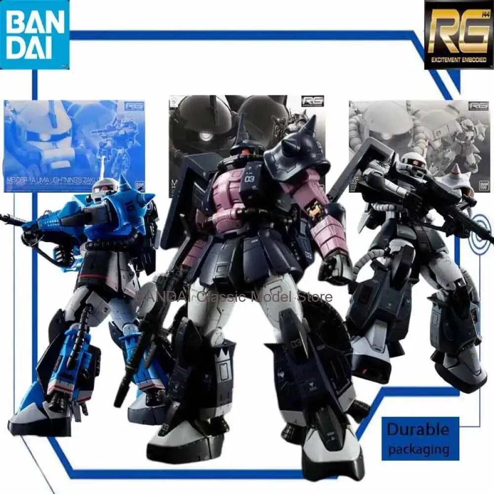 

Original Bandai RG 1/144 MS-06R-1A Black Tri-Stars Zaku II Assembly Model Kit Anime Action Figure Ship with foam box