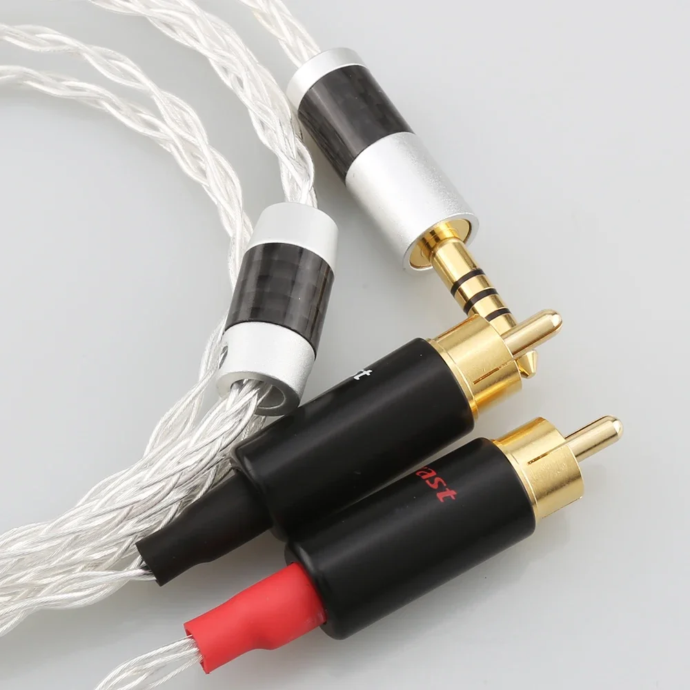 HIFI 8 النوى مطلي بالفضة 4.4 مم إلى 2rca جاك aux كابل الصوت سماعة أمبير ربط خط Interfaz de audio