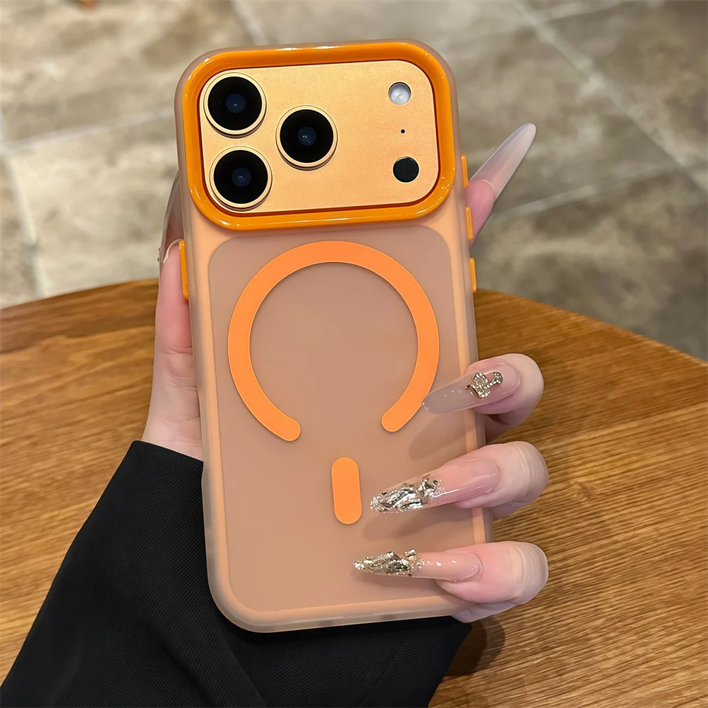 Funda magnética mate de doble capa para teléfono Mgasafe, funda de Color caramelo para iPhone 17 Air 16 15 14 13 12 11 Pro Max Plus