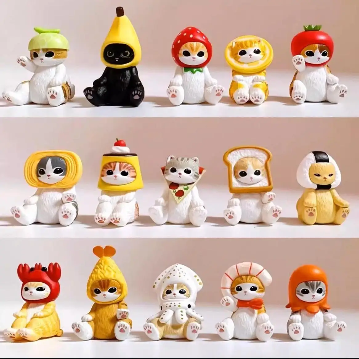 

Mofusand Fried Shrimp Shark Cat Model Blind Box Gashapon Toy Kawaii Figurine Kitten Mini Doll Table Ornament Kids Birthday Gifts